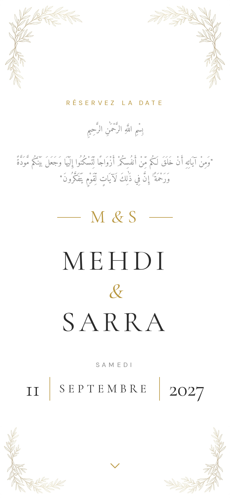Modern minimalist digital wedding invitation on a phone